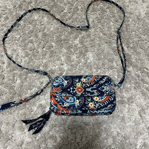 Vera Bradley Navy and Orange Patterned Crossbody Bag